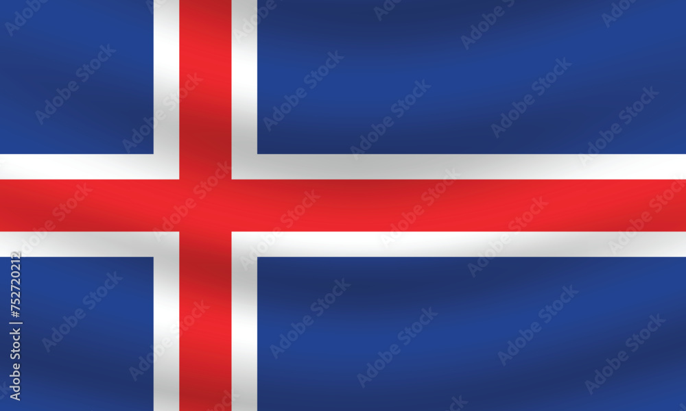 Naklejka premium Flat Illustration of Iceland flag. Iceland national flag design. Iceland Wave flag. 