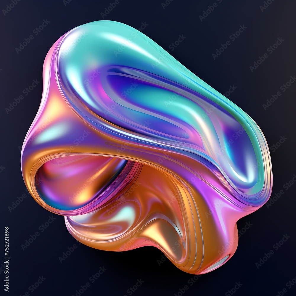 3D metallic holographic fluid liquid colored shape 3D metallic holographic fluid liquid colored shape