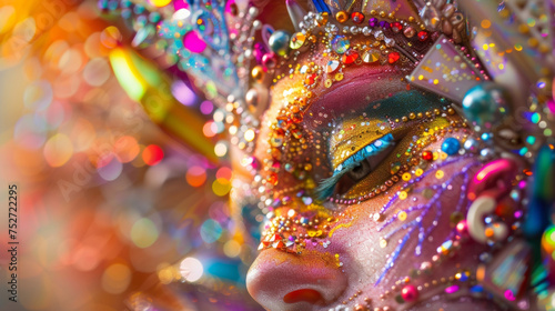 Adorned with glittering beads and sparkling sequins these abstract backgrounds transport you to the dazzling world of Carnival parades and pageantry.