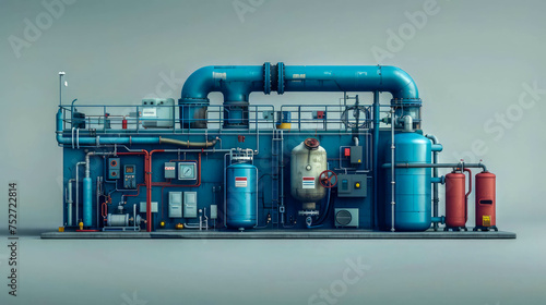 Interior of a modern boiler room with equipment for heating and cooling © Aliaksandra