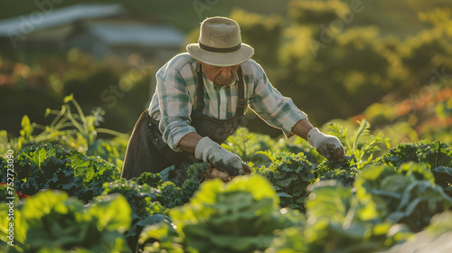 Farmers are taking care of the vegetables they grow in their gardens.