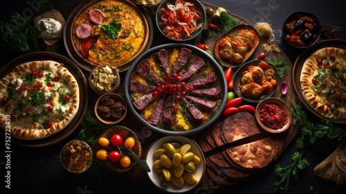 A mouth-watering variety of delicious foods spread out on a table 