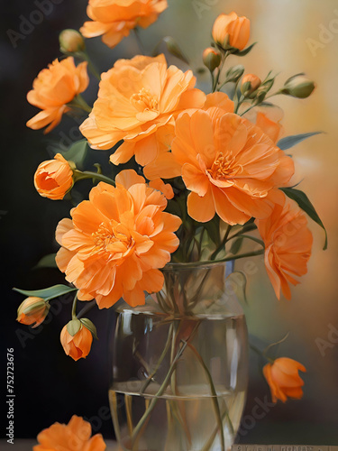 bouquet of flowers , bouquet of orange roses in vase ,orange flowers in vase wallpaper