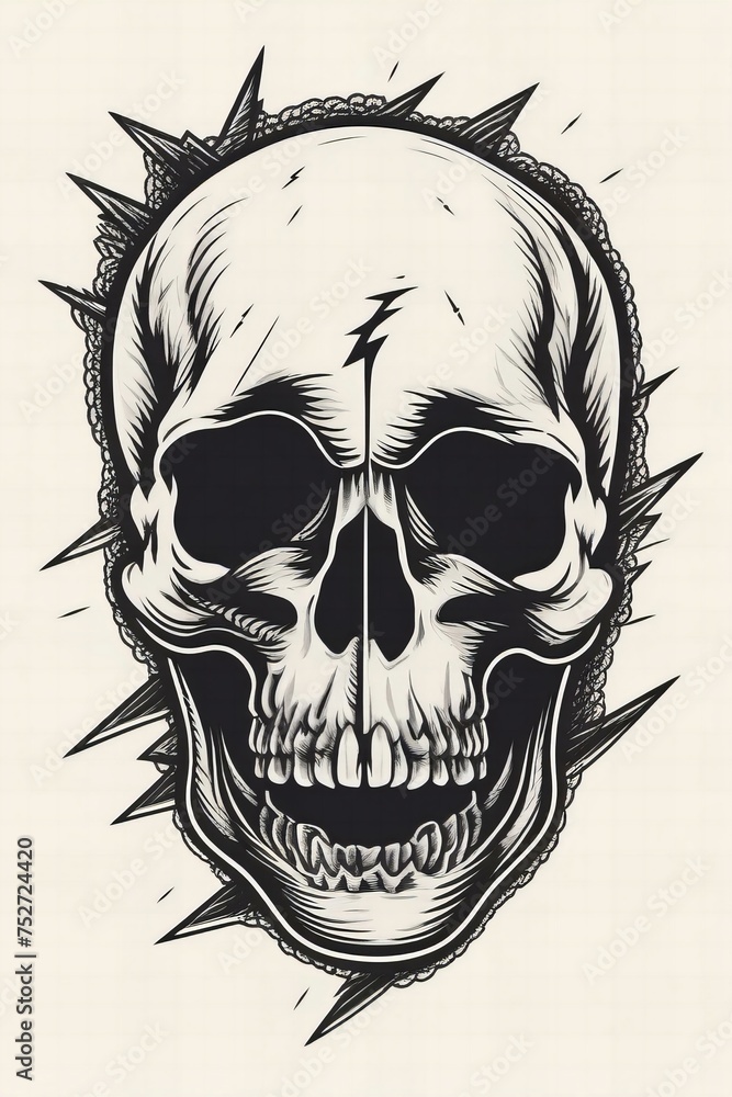 Obraz premium skull and lightning vector design