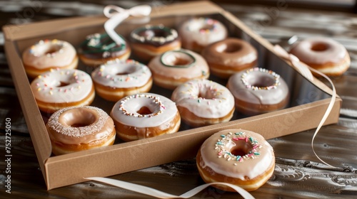 Glazed Doughnuts Elegantly Presented in a Craft Box