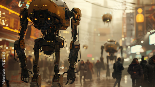 Wallpaper Mural robots in a futuristic city Torontodigital.ca