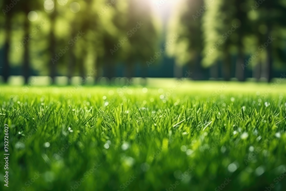 Under the radiant sun of a spring day, a meticulously groomed lawn is framed by a lush grove of trees, creating a tranquil oasis of greener Under the radiant sun of a spring day, a meticulously groomed lawn is framed by a lush grove of trees, creating a tranquil oasis of greener
