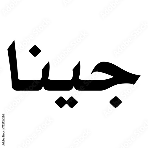 Jina Muslim Girls Name Naskh Font Arabic Calligraphy