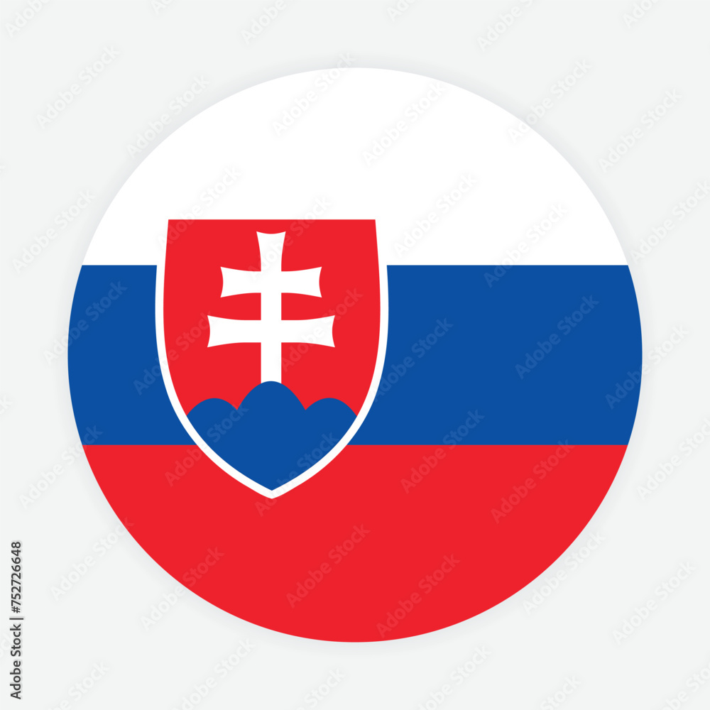 Fototapeta premium Slovakia national flag vector icon design. Slovakia circle flag. Round of Slovakia flag. 