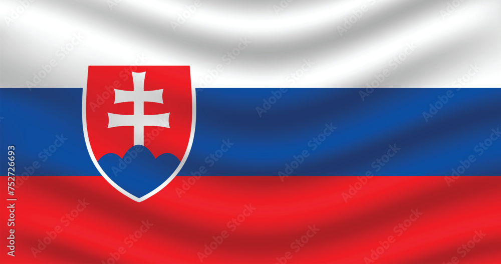 Obraz premium Flat Illustration of Slovakia flag. Slovakia national flag design. Slovakia Wave flag.