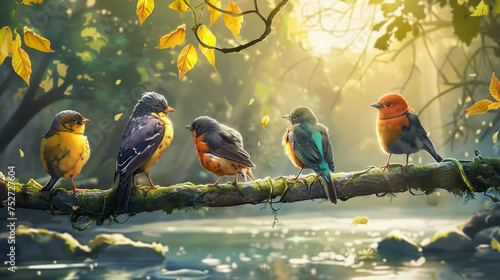 Beautiful birds on a branch © IR-Creative