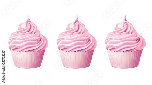 Set of pink whipped cream isolated on transparent a white background