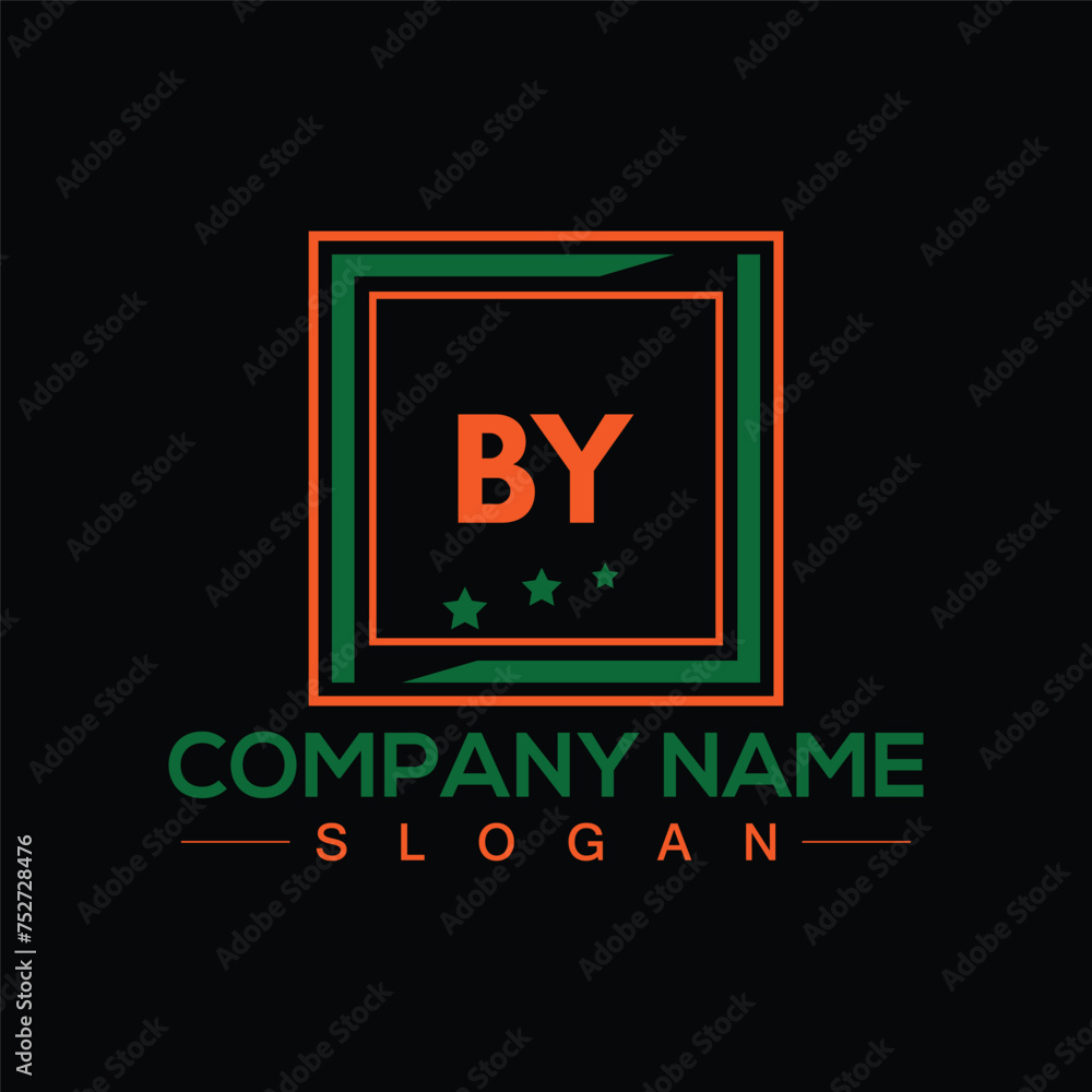 Creative square BY letter logo design Creative square BY letter logo design