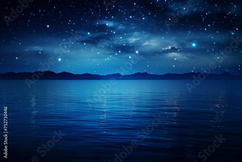 The atmosphere of the sea at night with many stars in the sky. © Gun