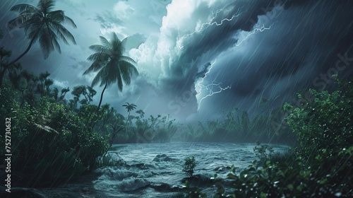 landscape scene of a Hurricane moving through the enviroment ai generatedhigh quality image photo