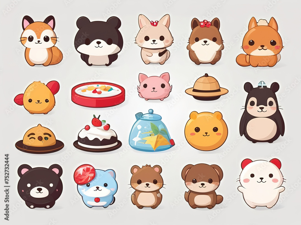 Cute animal icons set. Cartoon illustration of 9 cute animal icons for web design Cute animal icons set. Cartoon illustration of 9 cute animal icons for web design