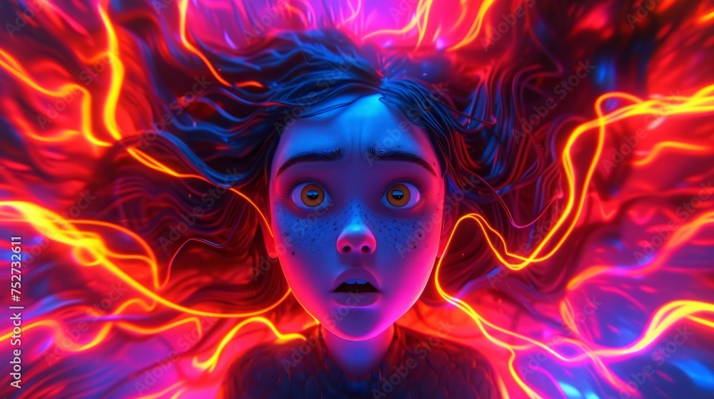 女性の顔のアート風イラスト,Generative AI AI画像 女性の顔のアート風イラスト,Generative AI AI画像