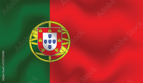 Flat Illustration of Portugal flag. Portugal national flag design. Portugal Wave flag.
