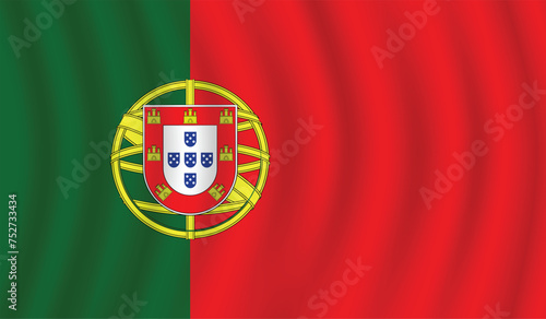 Flat Illustration of Portugal flag. Portugal national flag design. Portugal Wave flag.
