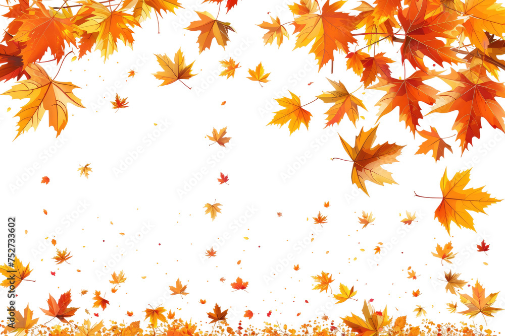 Maple Leaves Falling Isolated On Transparent Background
