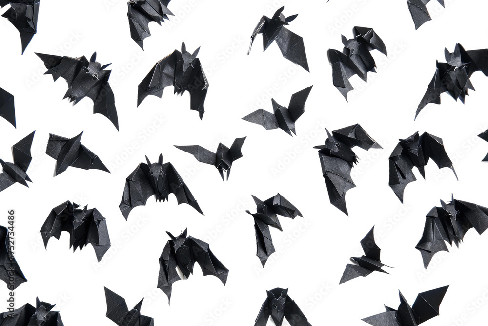 Black Paper Bats Isolated On Transparent Background Black Paper Bats Isolated On Transparent Background