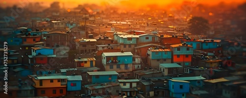 Urban poverty depicted highlighting socioeconomic challenges in developing nations. Concept Urban Poverty, Socioeconomic Challenges, Developing Nations, Poverty Alleviation, Social Inequality photo