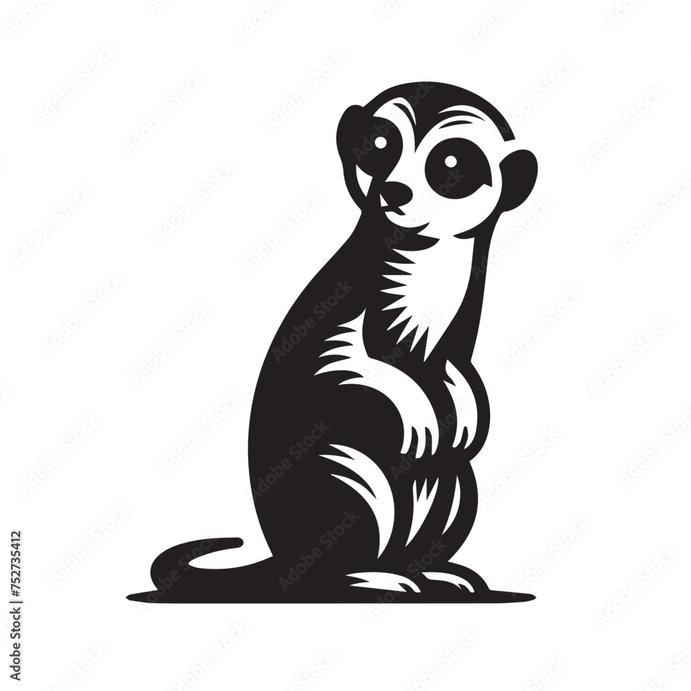 Silhouette and icon of meerkat isolated on white background Silhouette and icon of meerkat isolated on white background