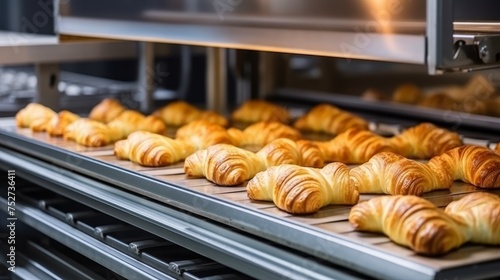Glazed croissants production at the plant using modern technologies