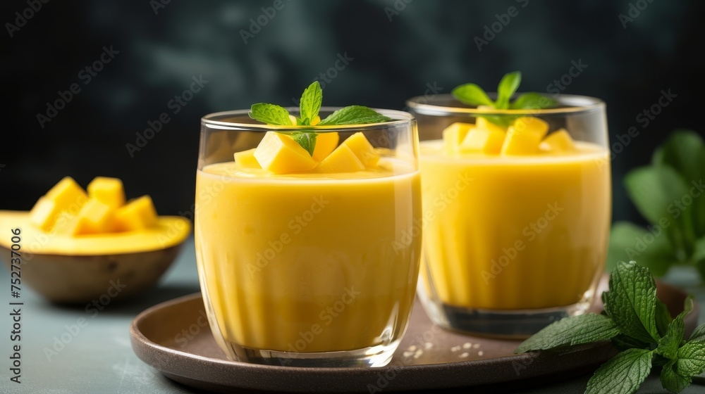 Healthy food and beverages through refreshing mango smoothies Healthy food and beverages through refreshing mango smoothies