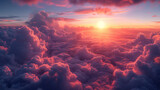 雲の上の太陽を見る風景