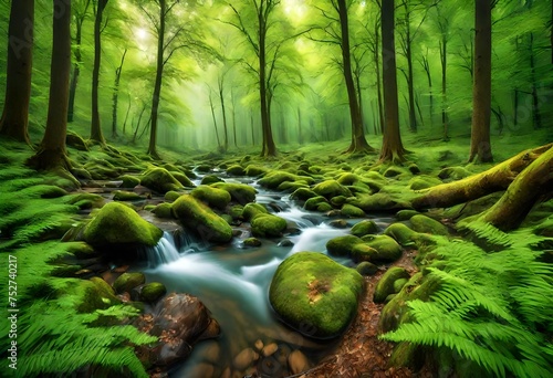 Amazing nature forest scenery professional photography. AI Generative Art © Muhammad Faizan