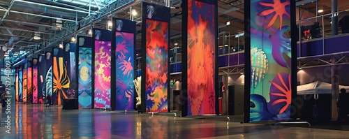 Event Banners: Large-scale banners prepared for fairs, conferences, or events. photo