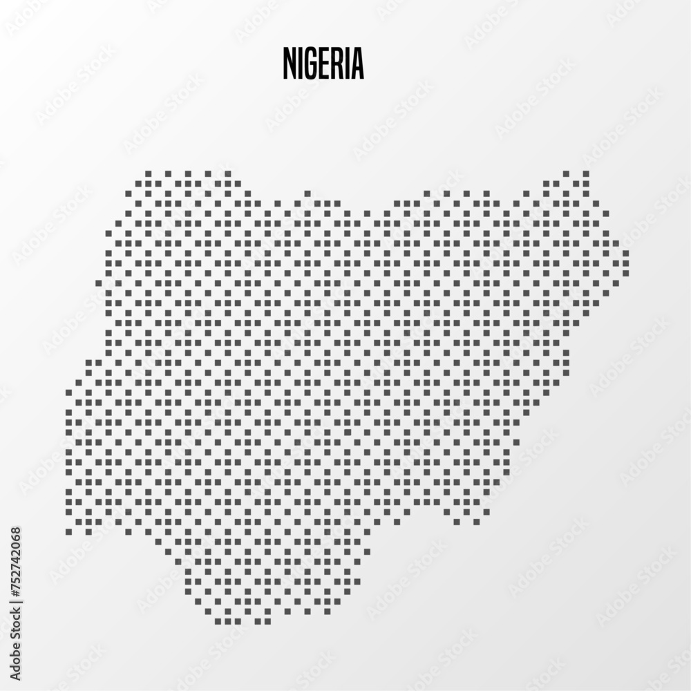 Obraz premium Abstract halftone Nigeria map isolated on white background. Vector illustration