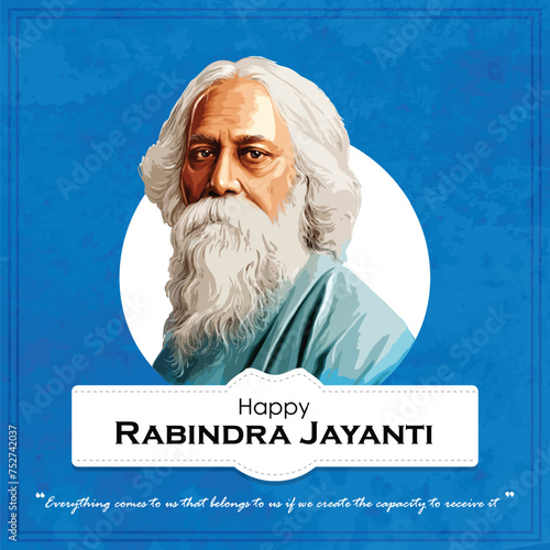 Rabindranath Tagore Jayanti celebration with background photo