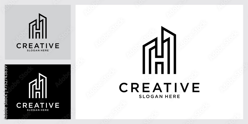 Initial letter H with home vector logo design concept. Initial letter H with home vector logo design concept.
