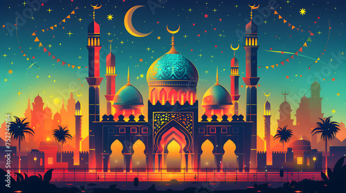 Ramadan Kareem, Decoration of Mosque, Eid ul Fitr, Eid Al Adha, Islamic Festival, Islamic Celebration. world religious day, Generative Ai