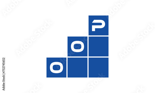 OOP initial letter financial logo design vector template. economics, growth, meter, range,  profit, loan, graph, finance, benefits, economic, increase, arrow up, grade, grew up, topper, company, scale
