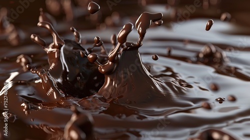 splash liquid chocolate in the shape, food concept, generative ai high quality image