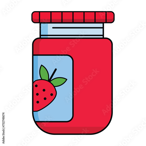 Baby fruit food jar icon isometric vector. Puree cherry. Jam box