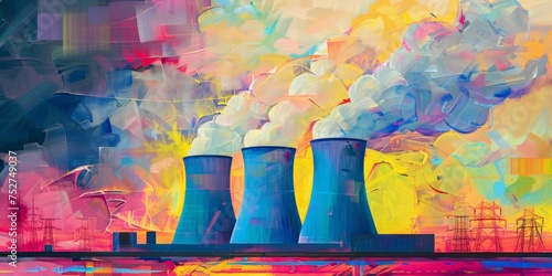 Industrial Factory Emitting Smoke. Generative AI