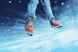 illustration of a persons feet 'ice skating in ice 