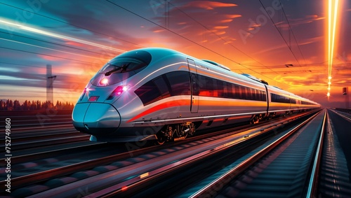 High-speed rail network, connecting cities, efficient and fast travel, modern transportation marvel