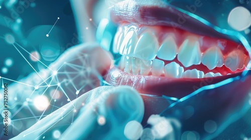Dental treatment with Ai technology of Medical equipment on x-ray demonstrates digital screen, Ai generated for ads