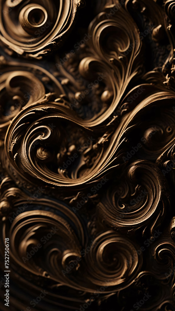 Elegant swirls texture rich baroque pattern background. Generative AI. Elegant swirls texture rich baroque pattern background. Generative AI.