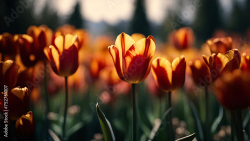 Beautiful bouquet of tulips. colorful tulips. Tulips in spring. Generative AI.