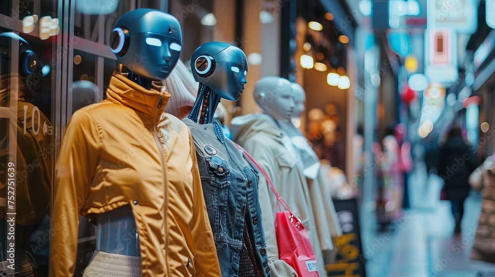 Obraz premium Advancements in Artificial Intelligence and Machine Learning are transforming to online shopping