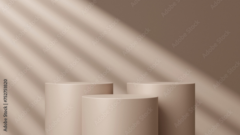 3d display product brown minimal scene with geometric podium platform. cylinder background 3d rendering with podium. stand for cosmetic products. 3d display product brown minimal scene with geometric podium platform. cylinder background 3d rendering with podium. stand for cosmetic products.