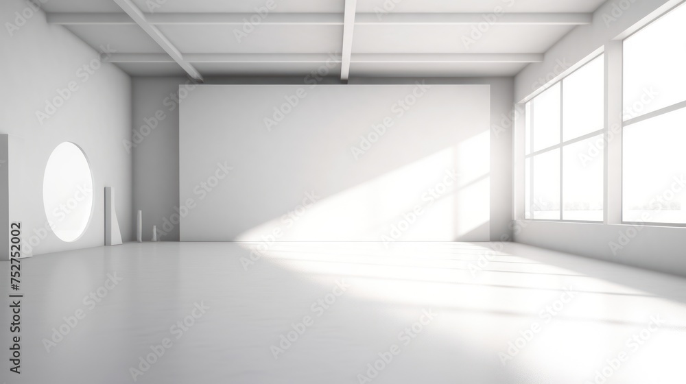 Fototapeta premium Modern studio background, empty space white interior.
