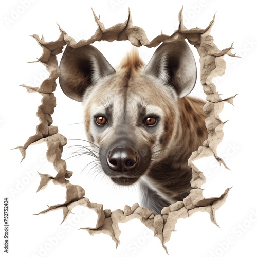 hyena breaks through the wall transparent background Png file.