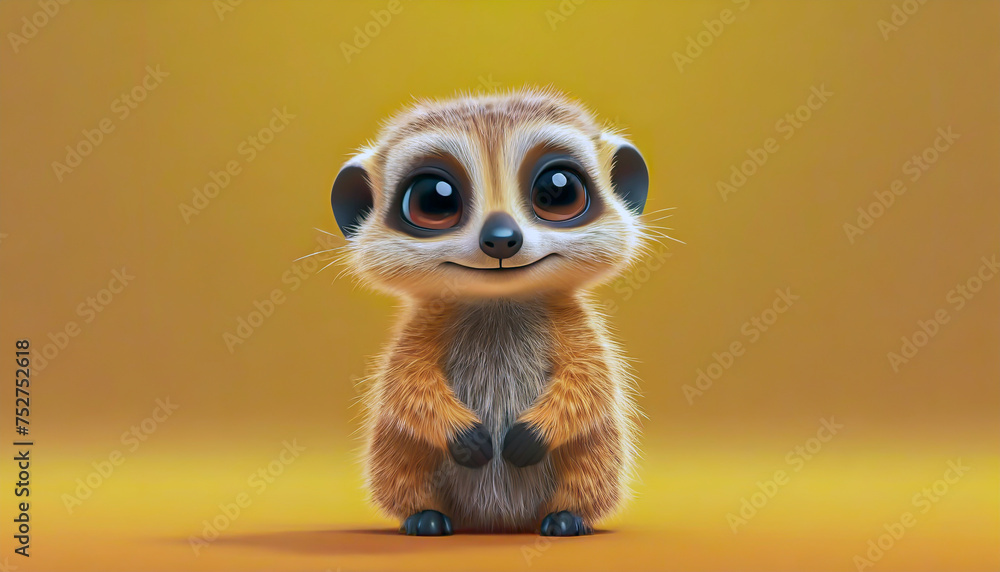 Fototapeta premium A cute 3D Meerkat isolated on a dark background